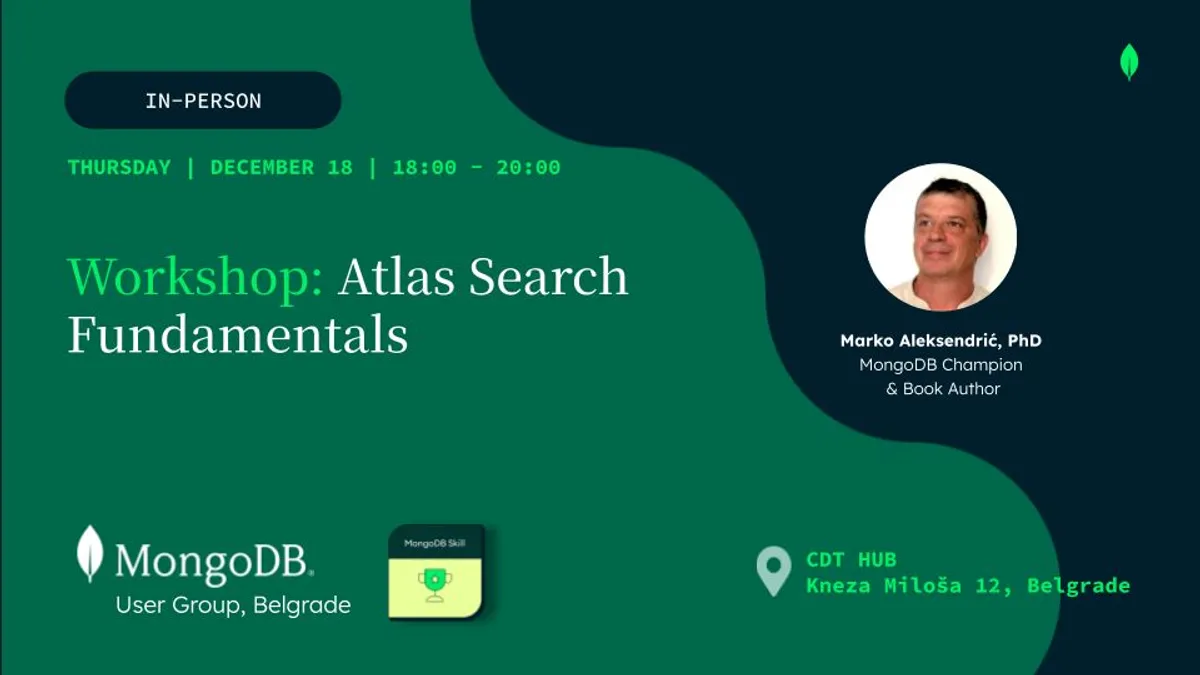 MUG Belgrade: MongoDB Workshop: December 2025
