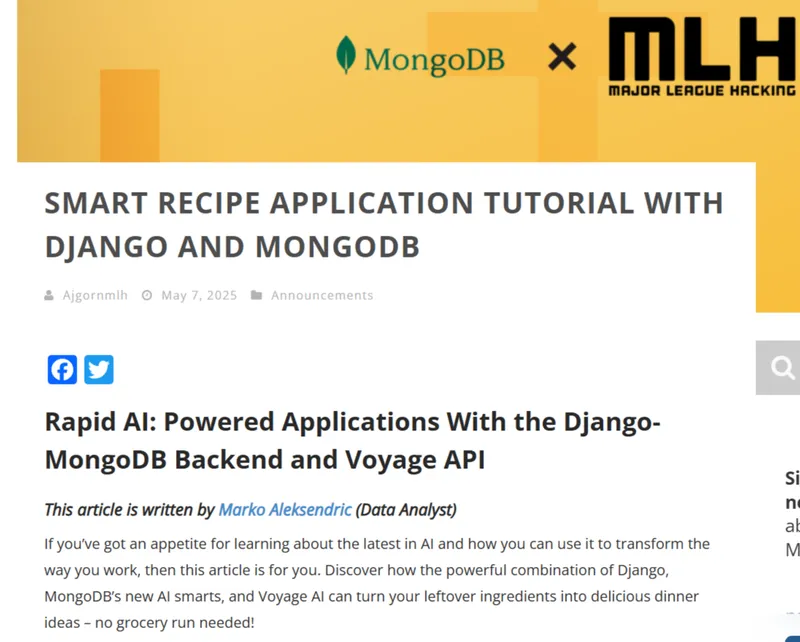 Smart Recipe Application Tutorial with Django and MongoDB